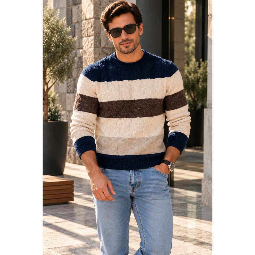Ανδρικό ριγέ πουλόβερ AB163