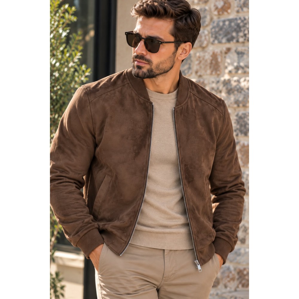Μπουφαν με υφή Suede EL32