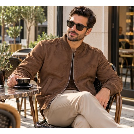 Μπουφαν με υφή Suede EL32