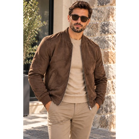 Μπουφαν με υφή Suede EL32