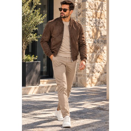 Μπουφαν με υφή Suede EL32