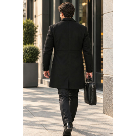 Ανδρικό Μαύρο Ημίπαλτο MOD40