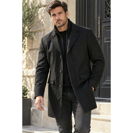 Ανδρικό Μαύρο Ημίπαλτο MOD40